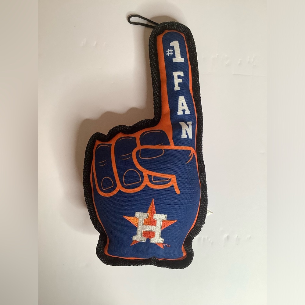 HOUSTON ASTROS HAND Pets First MLB #1 Fan Finger LARGE Dog Blue Toy H STAR
